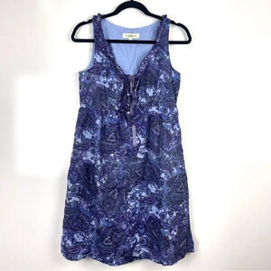Stetson Purple Paisley Print Sleeveless Mini Dress Pockets Size Small